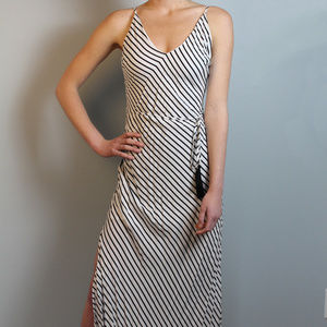 Striped Navy and White Backless Preppy Maxi Dress